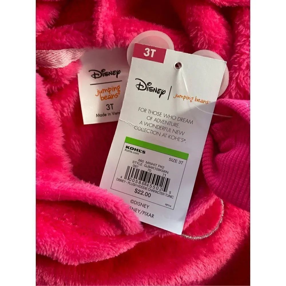DISNEY’S MINNIE MOUSE 3T PLUSH TUNIC HOODIE - Picture 6 of 6